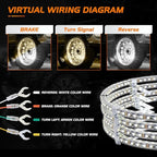 Nilight 4PCS 17inch Double Row LED Wheel Ring Lights Pure White with Remote Control w/Turn Signal Braking and Reverse Function Dual Row for Car Van SUV Truck
