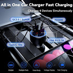 Car Charger USB C Fast Charge, 4 Port 78W Metal Car Phone Charger with Voltmeter, 2 USB-C & 2 USB-A 12V-24V Cigarette Lighter USB Charger Adapter for iPhone 17 16 15 Pro Max, Galaxy S26 S25, iPad
