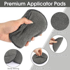 10 Pack Wax Applicator Pads, Microfiber Applicator Pad with Finger Pocket, Foam Car Wax Applicator Pad for Car Cleaning and Polishing (Gray)