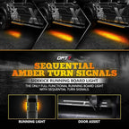 OPT7 Sidekick 78" Running Board Lights 2PCS LED Strips w/Sequential Amber Turn Signal Side Marker, DRL, White Courtesy Light for Extended Crew Cab Pickup - Truck Decorations