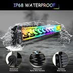 22" RGB LED Light Bar 2Pcs 4" Flood LED Pods with Multi-Color Chasing RGB Halo 16 Solid Colors Over 92 Flashing Modes Offroad Lights Driving Lamp Fog Lights with Switch Wiring Harness