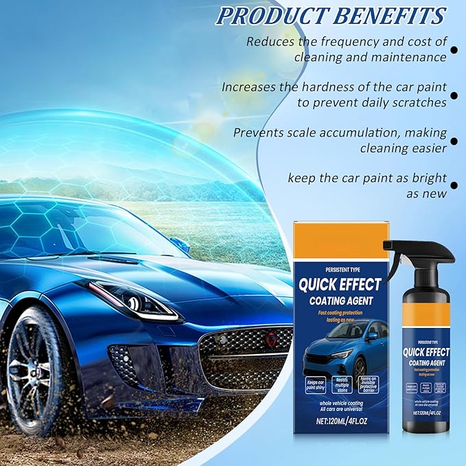 2PCS Advanced Car Quick-Acting Coating Agent Spray, Car CoatingSpray, Car Scratch Wax Polish Spray Waterless Wash, DurableCar ShineSpray, Oil Film Emulsion Glass Cleaner