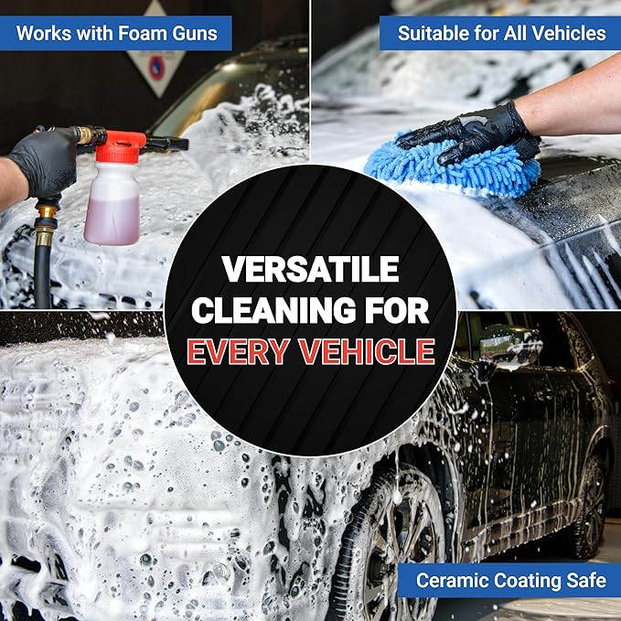 AIM Chemicals Car Wash - High Foam Formula Car Shampoo, Professional Car Wash Shampoo Compatible with Ceramic Coatings - Ideal for Foam Guns - Streak-Free Finish for Detailing - 5 Gal