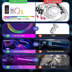 2 in 1 Acrylic Car LED Lights Interior, RGB Ambient Llighting Car Kit with 168 LEDs, 16 Million Colors, Music Sync, App & USB & Remote Dashboard Ambient Lighting for Car