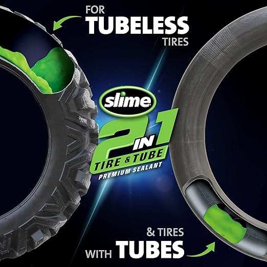 Slime 10207 2-in-1 Tire & Tube Sealant Puncture Repair Sealant, 2-in-1, Premium, Prevent and Repair, Suitable for All Off-Highway Tires and Tubes, Non-Toxic, Eco-Friendly, 1 Gallon jug