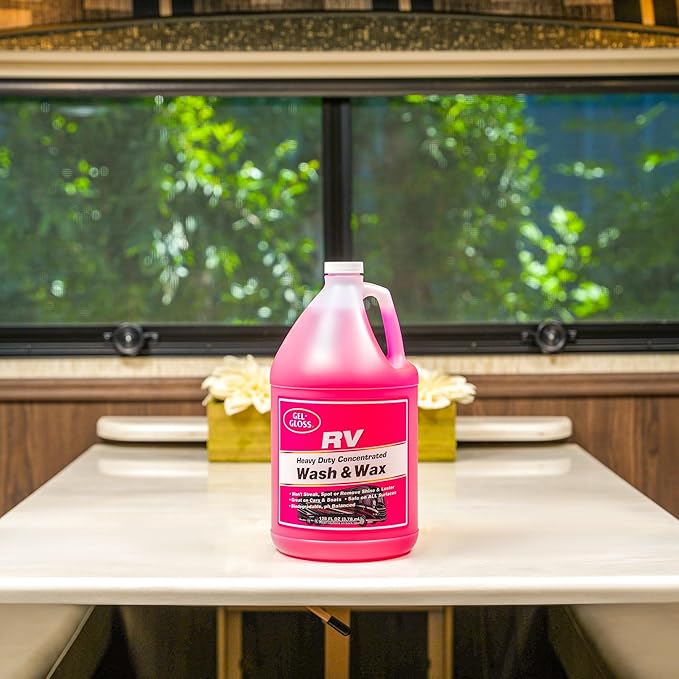 Gel GLOSS RV Wash & Wax - Clean, Streak-Free Finish, Reduced Water Spotting, pH Neutral, Concentrated Carnauba Wax Formula, Provides A Deep Gloss Finish on Campers and Motorhomes, 1 Gallon