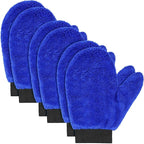 Teenyyou 6 Pcs Microfiber Dusting Mitt Car Wash Mitts Cleaning Glove with Thumb Reusable Terry Dusting Gloves with Elastic Wrist Cuff for Car Wheel Plants House Kitchen(Royal Blue,9.84 x 7.87 Inch)