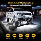 Hovano 8 Pods White Rock Light Kit with Wired Switch - 6500K Pure White LED Underglow, IP68 Waterproof, Super Bright 36 LEDs for Trailer Off Road SUV UTV ATV RZR Car