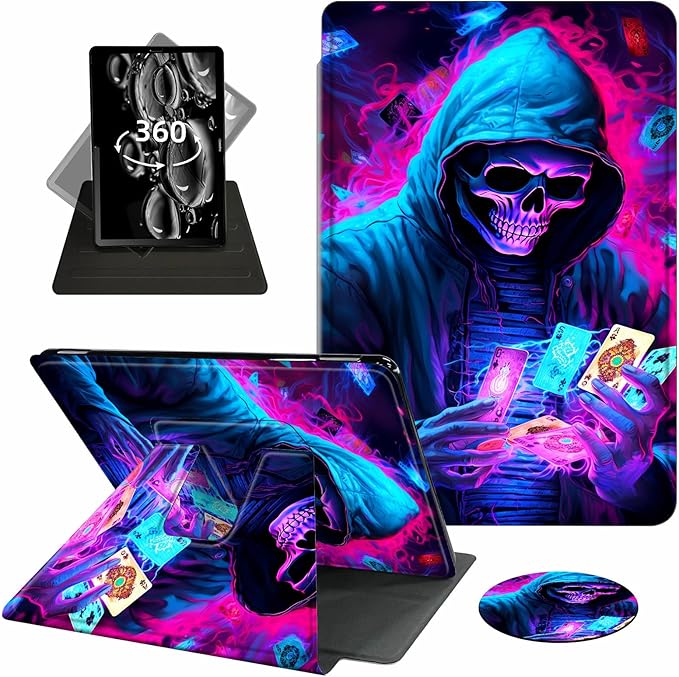 Case for 6" Kindle (11th Generation-2024/2022 Release),360 Degree Rotating Swivel PU Leather Stand Flip Folio Cover with Auto Wake/Sleep for Kindle 11th Generation 2024,Purple Glitter Men