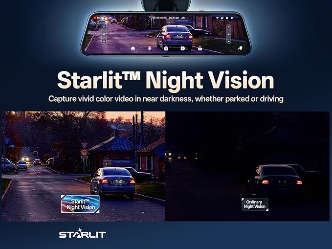 Pelsee S12 Native 4K + 2.5K Rear View Mirror Camera, Mirror Dash Cam w/ 8MP Sensor, Telephoto Lens, Color Night Vision, WiFi 6 30MB/s Download, GPS, 64GB Card Included, Backup Camera for Car Truck SUV