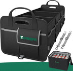 112L Large Capacity Car Trunk Organizer with 20L Insulated Fresh-Keeping Bag, Heavy-Duty 600D Waterproof Oxford Collapsible Storage for SUV, Sedan, Truck, 2 Securing Hooks & Reflective Strips