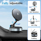 PlusAcc Vacuum Magnetic Phone Holder for Car, Suction Cup Phone Mount for MagSafe, 360°Rotatable Strong Magnet Stand for iPhone 16/15/14/13 in Smooth Surface (Charging)