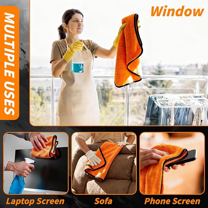 20 Pack Microfiber Car Drying Towel, 15.7 x 23.6 Inch Car Microfiber Cleaning Towels Bulk, Lint-Free, Quick Drying, Dual-Sided Detailing Buffing Polishing Waxing Soft Towels for SUV, Truck and Boats