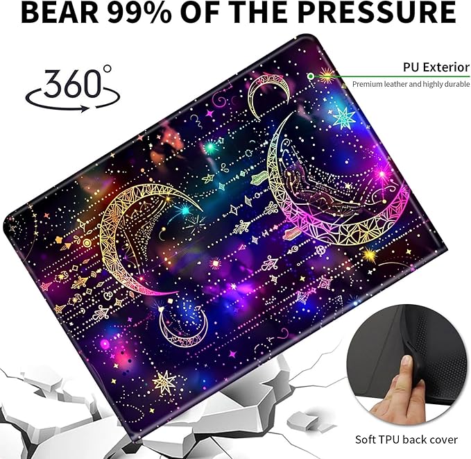 Case for 7" Kindle Paperwhite 12th Generation 2024 & Kindle Colorsoft Signature Edition,Leather Folio Adjustable Stand Cover Auto Wake/Sleep for Kindle Paperwhite 2024,Purple Glitter Moon