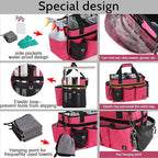 Large Cleaning Caddy Bag Built-in Sturdy Support Board, Cleaning Organizer with Detachable Divider, Cleaning Supply Tote with Adjustable Shoulder Strap&Waist Belt for Cleaners & Housekeeper
