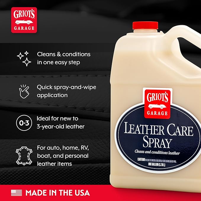 Griot's Garage Leather Care Spray, Car Seat Cleaner and Conditioner for Upholstery, Furniture, Clothing, and More, 11055, One Gallon