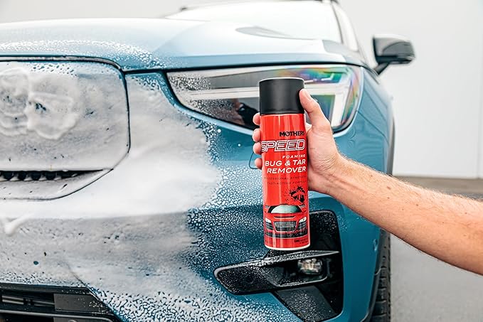 Mothers Speed Foaming Bug & Tar Remover, 18.5 oz. Aerosol — Fast-Acting, No-Drip Foam for Bug Splatters, Bird Droppings, Tar, Sap & Road Grime — Safe on Paint, Chrome, Glass, Plastic, PPF (16719)