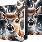 Case for 6" Kindle 11th Generation Case 2024/2022 Release,Leather Slim Folio Adjustable Stand Cover with Auto Wake/Sleep for Basic Kindle 2024/2022 11th Gen e-Reader,Cute Deer Winter