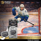Hockey Car Air Freshener by HookUp - 2 Pack - Black Gold Scent (Extra Strong) | Unique Hockey Gift for Players, Coach, Fans | Hanging Car Accessory with Long Lasting Fresheners Smell