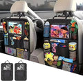 Car Backseat Organizer, Kids Seat Pockets, Back Seat Protector, Durable Strong Straps, Touchable Tablet Holder, Easy Wash, 10 Storage Pockets, 2 Pack Set