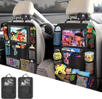 Car Backseat Organizer, Kids Seat Pockets, Back Seat Protector, Durable Strong Straps, Touchable Tablet Holder, Easy Wash, 10 Storage Pockets, 2 Pack Set