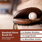 Rhino Wax - Baseball Glove Brush and Applicator Kit (5 Pack) - 1 Horsehair Scrubber for Basic Dirt Removal - 2 Dauber Brushes for Oil and Conditioner Application - 2 Microfiber Cloths for Wiping Down