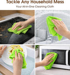 KitchLife Microfiber Cleaning Cloth Roll, 100 Pack - Tear-Away Microfiber Paper Towels, Lint-Free, Reusable, Washable for Kitchen, Car, Dishes, and Sensitive Surfaces (Neon Green)