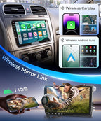Rimoody 9‘’ Android Car Stereo for VW Passat Jetta Tiguan Golf MK5 MK6 T5 EOS Polo Touran Seat Sharan, 4G+64G Touchscreen Radio Wireless CarPlay Android Auto, GPS BT-5.0 FM 5G-WiFi 32EQ Backup Camera