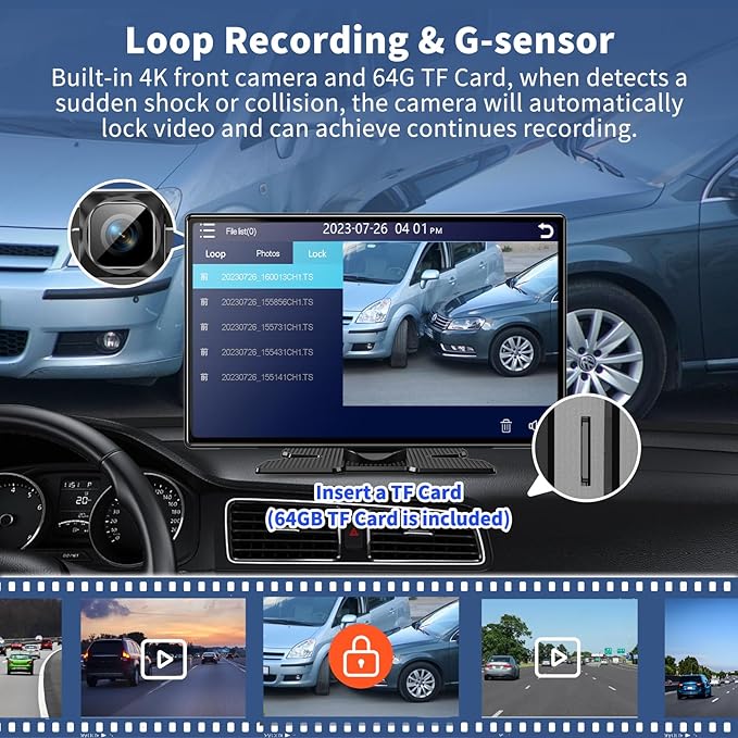 Wireless Carplay 11.3" A pple Carplay Screen for Car with 4K Dash Cam 1080P Backup Camera, Car Stereo for Carplay & Android Auto GPS Navigation/Bluetooth/Mirror Link/Voice Control/AUX/FM/Siri