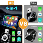 2026 Upgraded 4-in-1 Wireless CarPlay Adapter, Convert Wired to Wireless CarPlay & Android Auto, Support AirPlay & Screen Mirroring, Zero Latency Plug & Play, USB/Type-C for iPhone iOS & Android