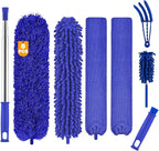 Buysenton Microfiber Duster, 8PCS Feather Duster with 100 Inch Telescoping Extension Pole, Reusable Bendable Dusters, Washable Lightweight Dusters for Ceilings Fans(2023 UAGRED)
