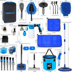 THINKWORK Car Wash Kit, Car Detailing Kit with Foam Gun, Car Wash Brush Mop and Large Folding Bucket Suitable for Car Cleaning, Blue Car Wash Set Gift for Men and Women