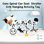 Spiral Car Seat Baby Toys 0-6 Months, Infant Carseat High Contrast Sensory Toys Hanging Stroller Accessories, Newborn Shower Gifts for Baby Boys Essentials Stuff, Cute Black and White Cow
