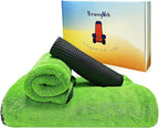 YeewayVeh Complete Drying Towel Set, 3-Pack Microfiber Towels (28"x36" & 16"x16" Drying & Waffle Weave), 1400 GSM Ultra Absorbent, Streak-Free Car Detailing Towels for Bulk Water, Final Polish & Glass