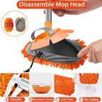 WillingHeart 63" Car Wash Mop Brush Tool Mitt with Long Handle Length More Suitable for Washing American Cars Truck, SUV, RV, Trailer, 2 in 1 Chenille Microfiber Duster Not Hurt Paint Scratch Free