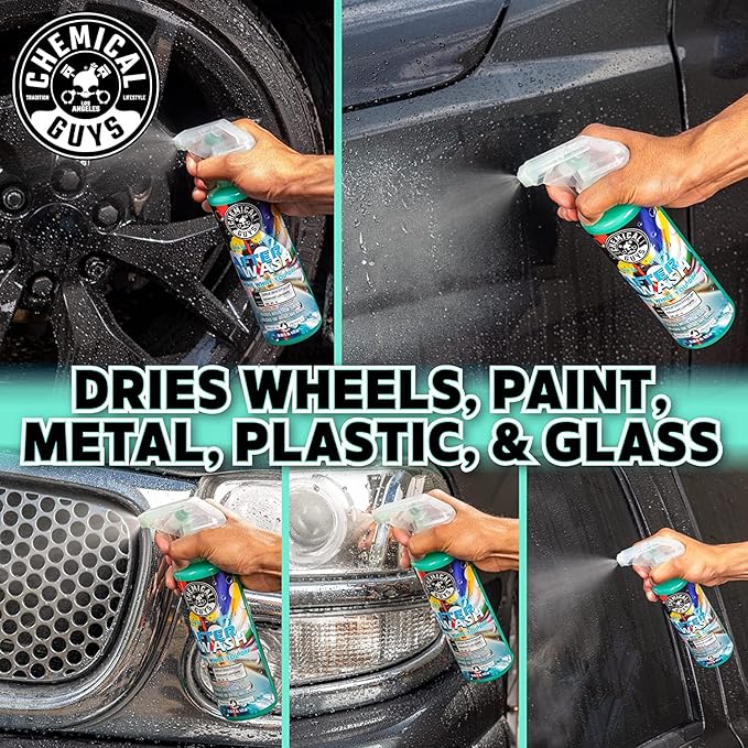 Chemical Guys CWS_101_64A Car Wash, Dry & Shine Bundle - Maxi-Suds II Foaming Car Wash Soap, 64 oz (Half Gallon), Cherry Scent + After Wash Gloss Boosting Drying Aid (16 oz) (2 Items)