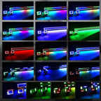 52" RGB LED Light Bar 2Pcs 4" Flood LED Pods with Multi-Color Chasing RGB Halo 16 Solid Colors Over 92 Flashing Modes Offroad Lights Driving Lamp Fog Lights with Switch Wiring Harness