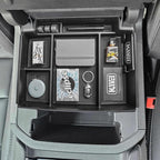 HGWEI Power Sliding Center Console Organizer Compatible with 2021-2026 GMC Yukon Chevy Tahoe Suburban Interior Accessories, Armrest Storage Box Insert Tray (Not for Console with Charging Socket) Black