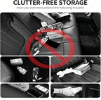 4-in-1 Back Seat Car Organizer, Adjustable Hooks, Universal Fit, with Cup Holder, Tissue Box & Storage, for Travel, Stores Phone, Snacks, Drinks, Handbags, Keeps Car Neat & Space-Saving (Black)