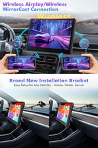 10" Touch Screen for Car, Used for Wireless Apple Carplay Android Auto MirrorLink, Portable Car Stereo with Bluetooth 2K Front Dashcam, 1080P Rear Dashcam Backup Camera