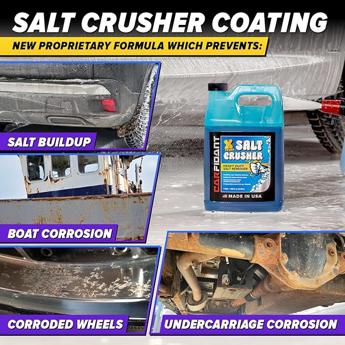 Carfidant Xtreme Salt Crusher – Boat Wash Soap & Salt Remover - Marine Engine Flush & Road Salts Neutralizer - Heavy Duty Cleaner for Boats, Jetskis, Cars - 16 fl. oz.