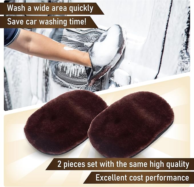Yours Car Wash Mitt, Ultra-Soft Microfiber Wash Mitt for Car Wash Kit, Scratch-Free & Gentle for Car Detailing and Paint Protection, 2 Pack, Brown