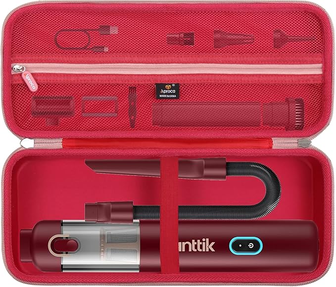 Aproca Storage Case Compatible with Fanttik Slim V8 Apex / V8 Mate / V10 Apex / V10 Mate Cordless Car Vacuum, Portable Bag for Accessories - Red (Case Only)