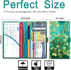 RSAquar Car Registration and Insurance Holder, Vehicle Glove Box Organizer Cool Car Accessories, Car Document Holder for Cards and Driver License, Almond Blossom