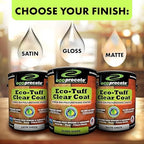 Eco-Tuff Finish Polyurethane Clear Coat — UV Resistant & Non-Toxic Wood Sealer — Clear Protective Water Based Sealant for Concrete Surface, Wood Floor, Cabinet, Countertop,Furniture — 1 Gallon — Gloss