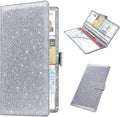 RSAquar Car Registration & Insurance Holder - Leather Glove Box Organizer, Cool Accessories for ID, Driver's License Cards & Essential Documents, Men & Women, Glitter Gray