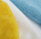 Amazon Basics Microfiber Cleaning Cloths, Ultra Absorbent, Scratch-Free, Highly Absorbent, Non-Abrasive, Reusable and Washable, 16" x 12", Blue/White/Yellow, 36-Pack