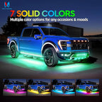 MICTUNING N8 RGB+IC Underglow LED Lighting Kit for Truck with Remote & Key Fob Dual Control, Exterior Neon Accent Underbody Strip, Multicolor Mode, Waterproof, Aluminum Casing