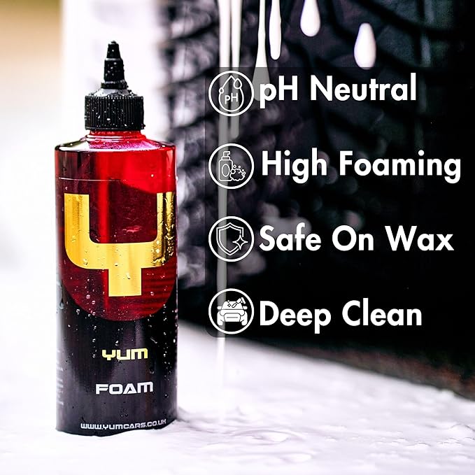 Yum Foam – pH Neutral Snow Foam for Touchless Pre-Wash – Thick, High-Foaming Soap Safe on Paint, Ceramic Coatings, and All Exterior Surfaces – 500ml Bottle