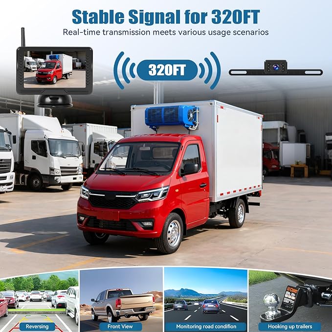 Wireless Backup Camera for Cars with 5 Inch Monitor Digital Signal Stable Reverse Camera Night Vision for Truck/Car/Pickup/SUV/ IP69 Waterproof